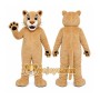 Tan Cougar Mascot Costume with Custom Logo