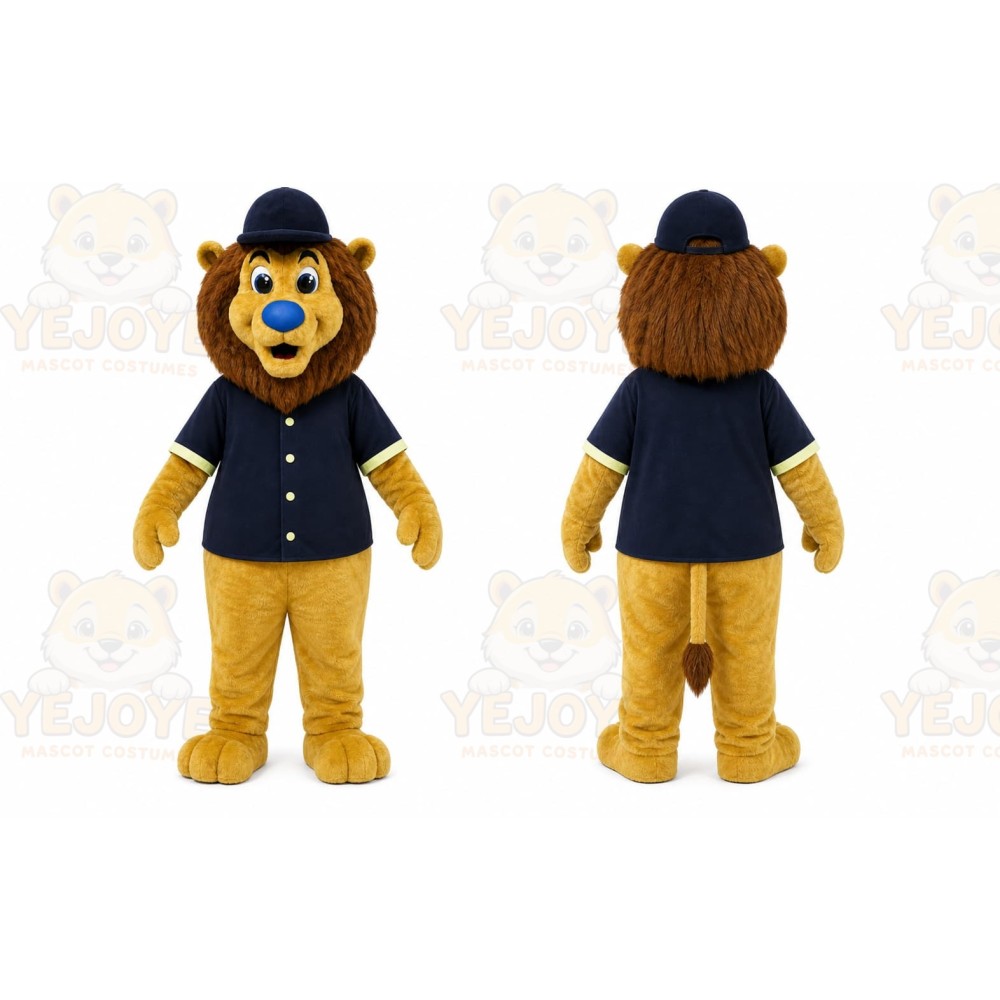 Yellow Lion Mascot Costume with Custom Logo