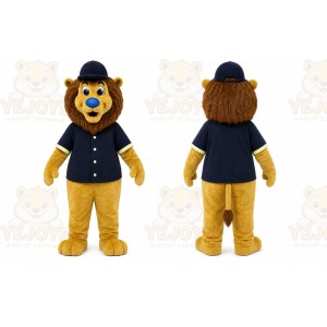 Yellow Lion Mascot Costume with Custom Logo