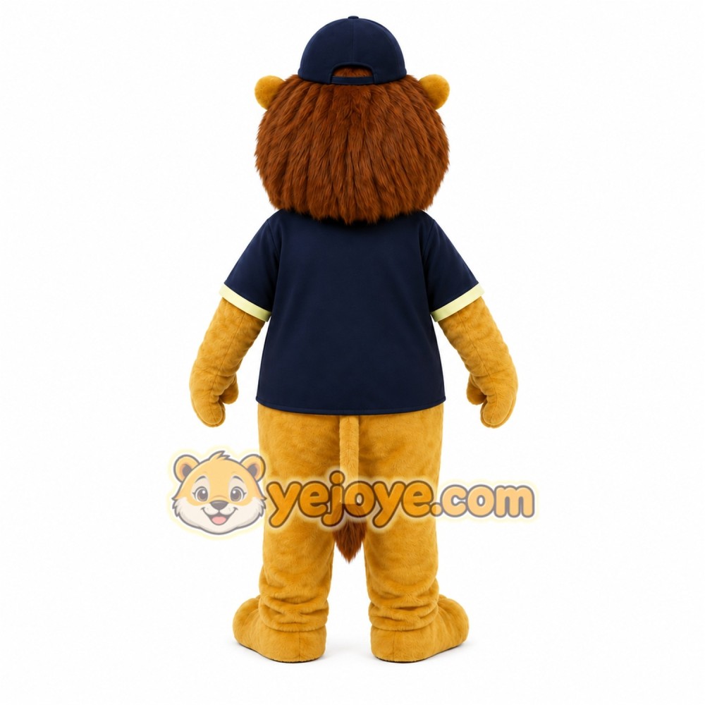 Yellow Lion Mascot Costume with Custom Logo