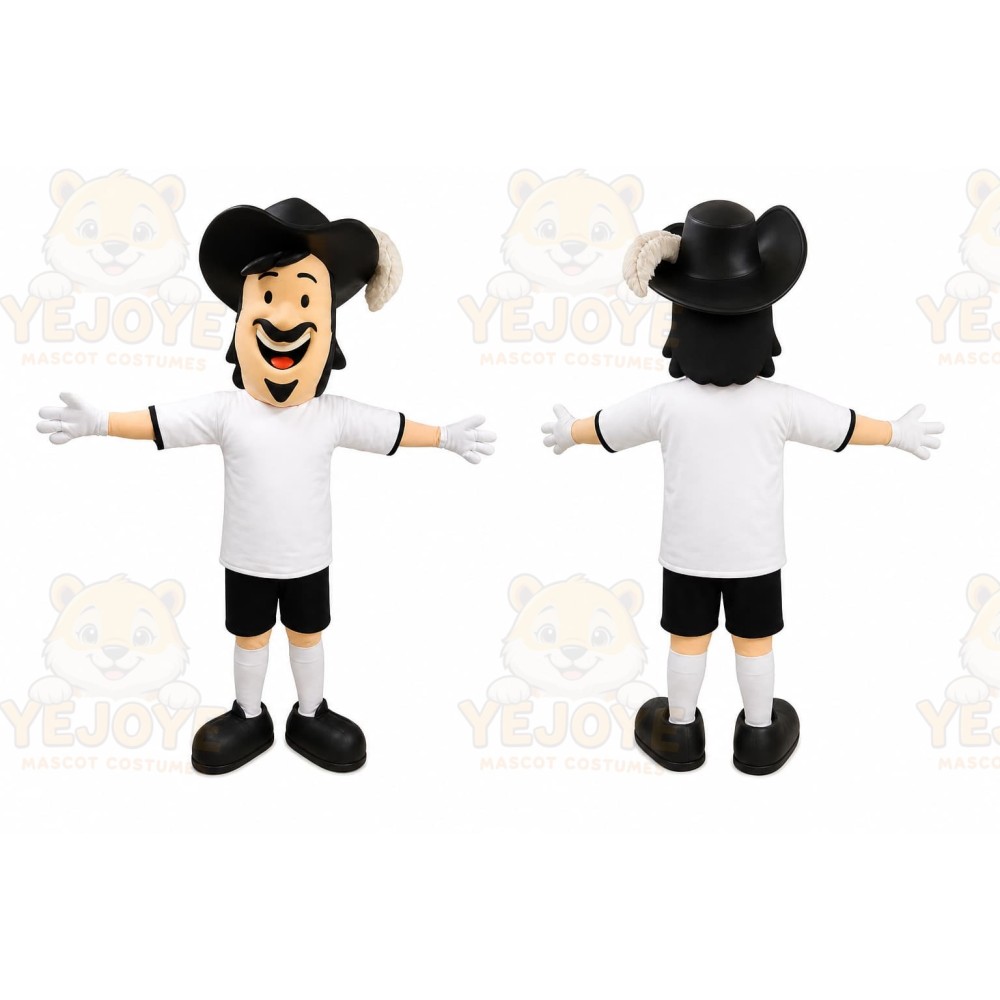 White Musketeer Mascot Costume with Custom Logo