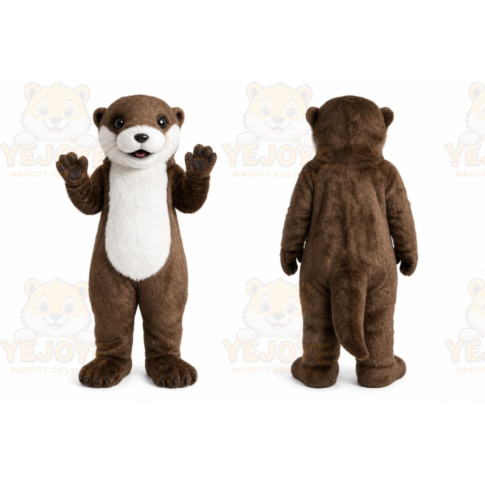 Brown Otter Mascot Costume with Custom Logo