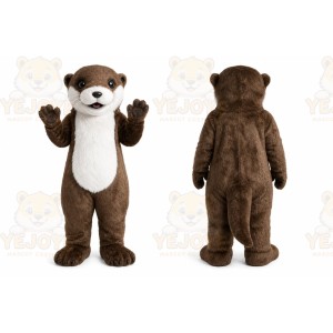 Brown Otter Mascot Costume with Custom Logo