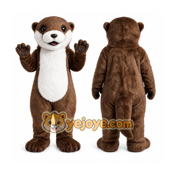 Brown Otter Mascot Costume with Custom Logo