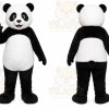 Black Panda Mascot Costume with Custom Logo