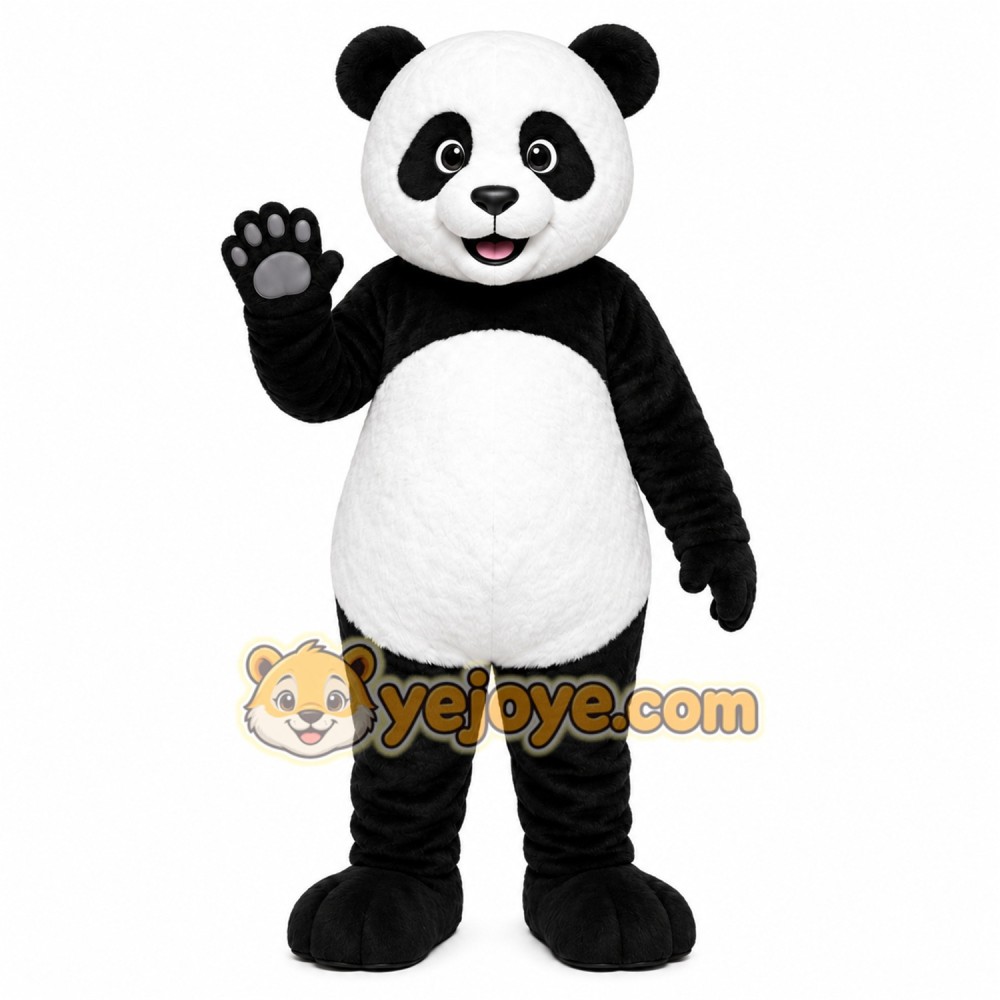 Black Panda Mascot Costume with Custom Logo Black Panda Mascot Costume with Custom Logo