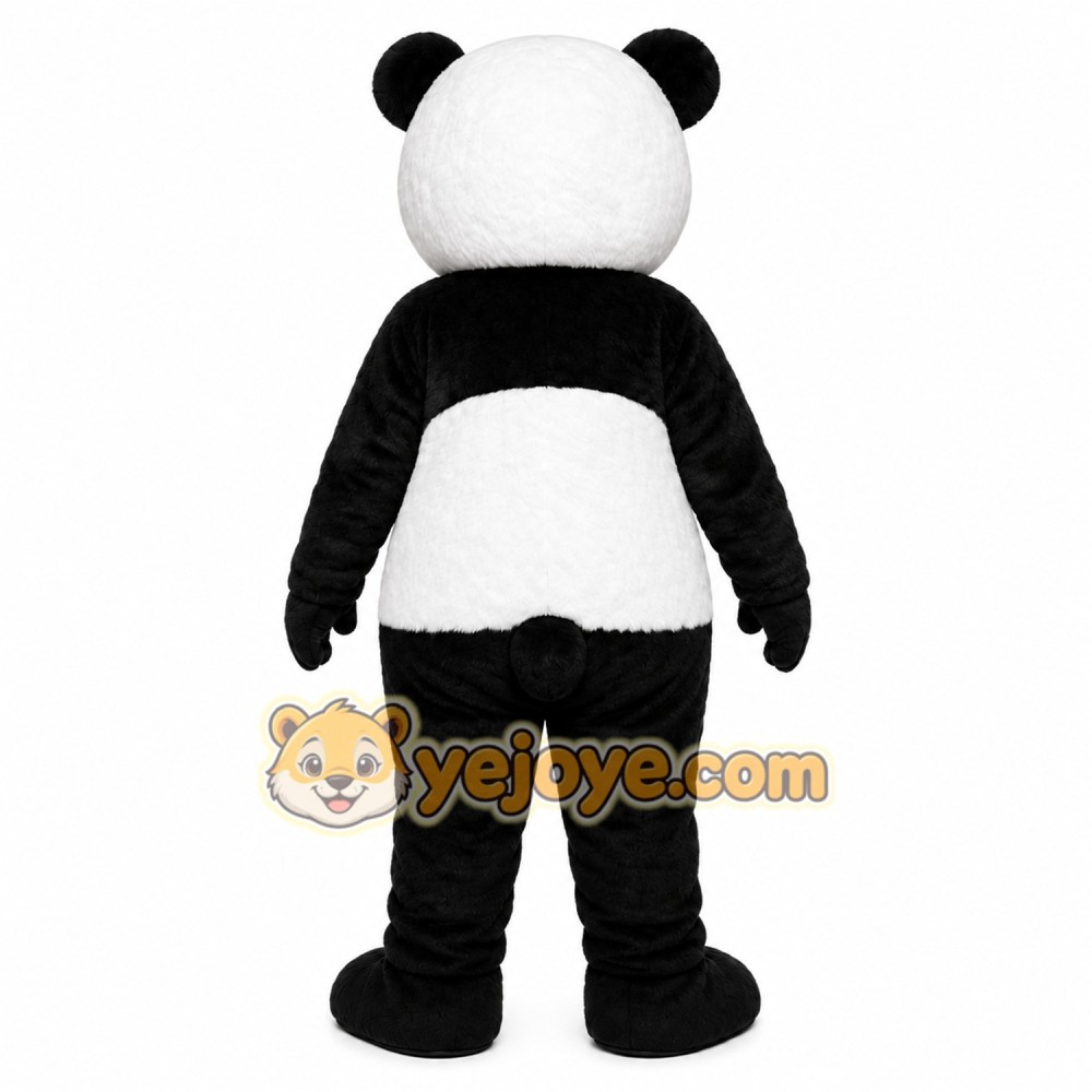 Black Panda Mascot Costume with Custom Logo Black Panda Mascot Costume with Custom Logo