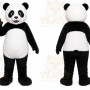 Black Panda Mascot Costume with Custom Logo