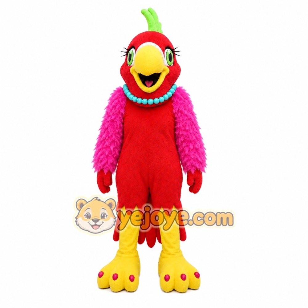 Red Parrot Mascot Costume with Custom Logo Red Parrot Mascot Costume with Custom Logo