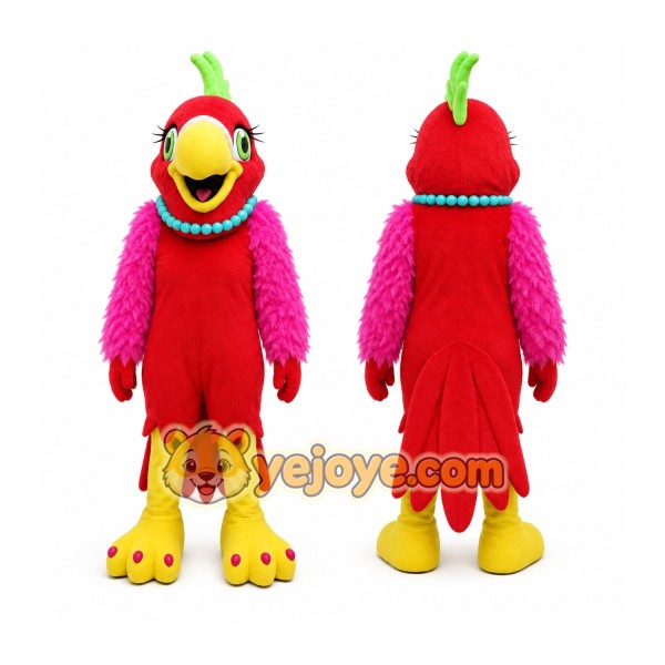Red Parrot Mascot Costume with Custom Logo