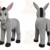 Gray Donkey Mascot Costume with Custom Logo