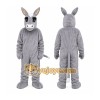 Gray Donkey Mascot Costume with Custom Logo