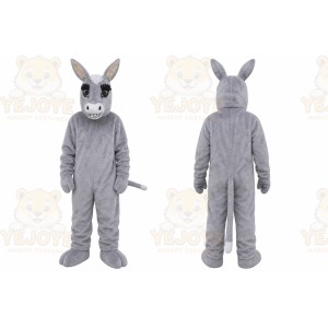 Gray Donkey Mascot Costume with Custom Logo