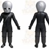 Black Alien Mascot Costume with Custom Logo