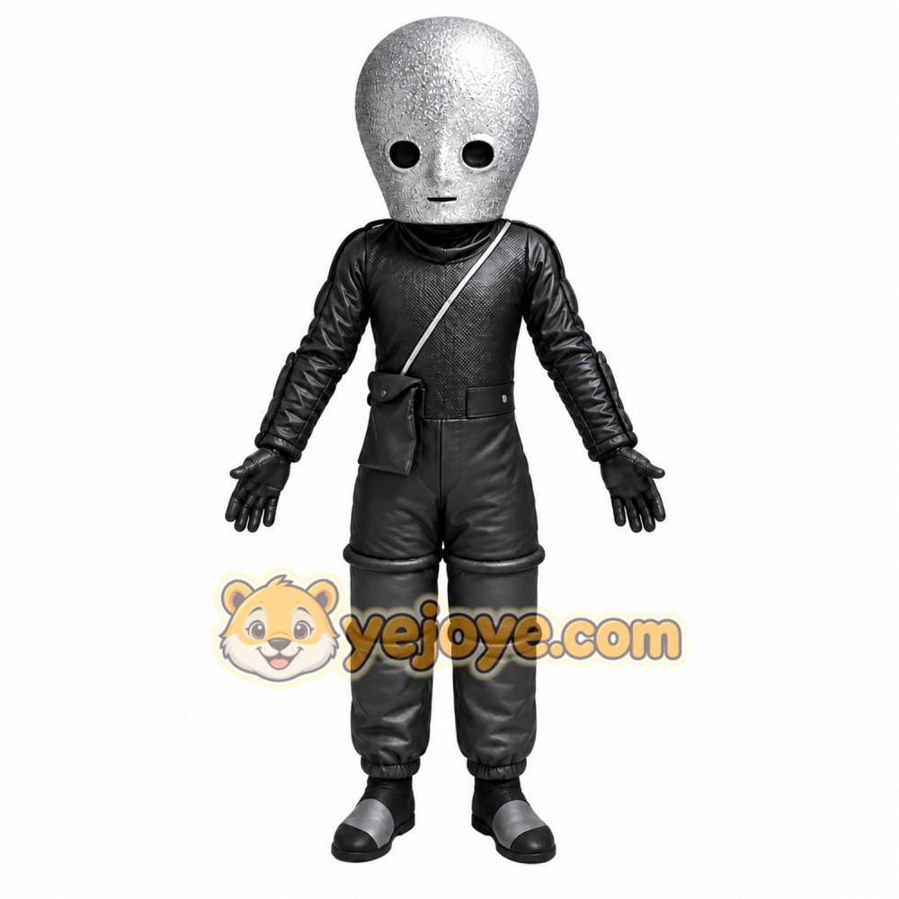 Black Alien Mascot Costume with Custom Logo Black Alien Mascot Costume with Custom Logo