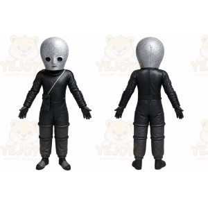 Black Alien Mascot Costume with Custom Logo