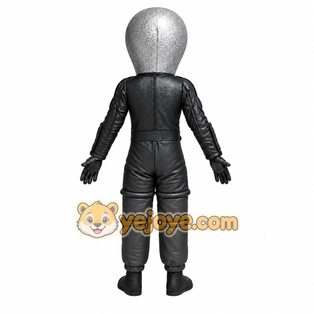 Black Alien Mascot Costume with Custom Logo Black Alien Mascot Costume with Custom Logo
