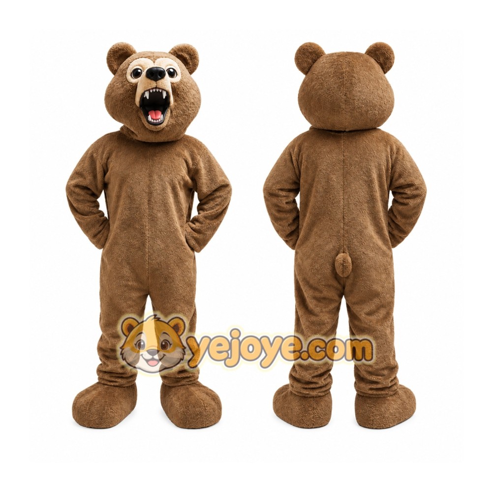 Brown Bear Mascot Costume with Custom Logo