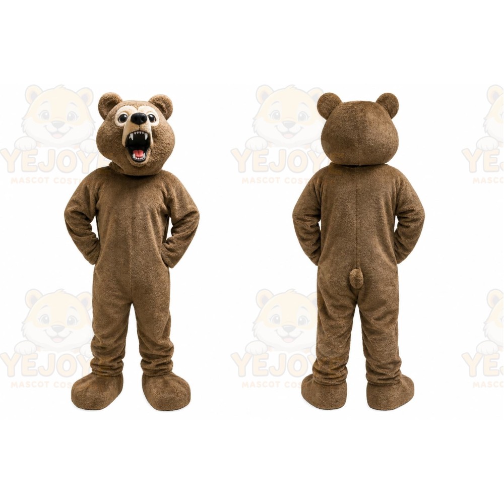 Brown Bear Mascot Costume with Custom Logo