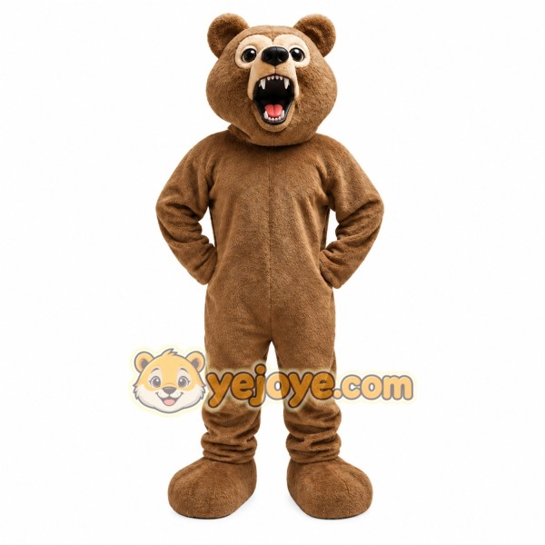 Brown Bear Mascot Costume with Custom Logo