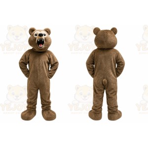 Brown Bear Mascot Costume with Custom Logo