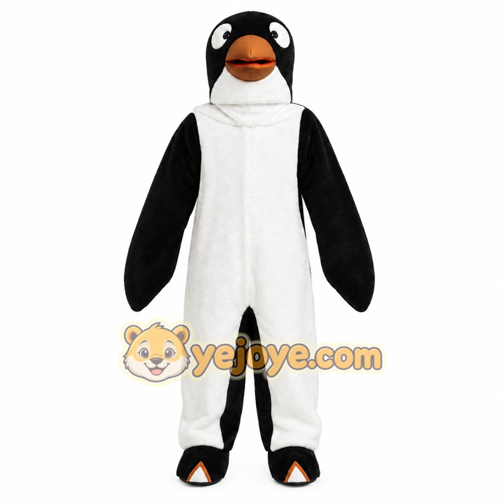 Black Penguin Mascot Costume with Custom Logo Black Penguin Mascot Costume with Custom Logo