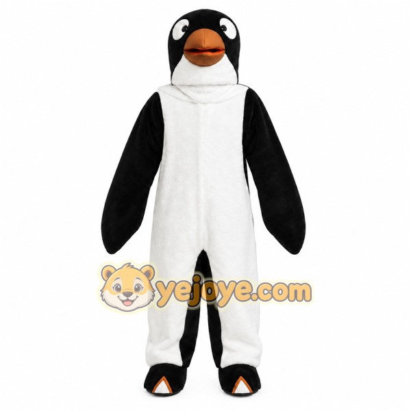 Black Penguin Mascot Costume with Custom Logo Black Penguin Mascot Costume with Custom Logo