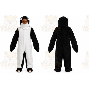 Black Penguin Mascot Costume with Custom Logo