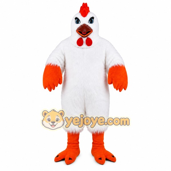 White Chicken Mascot Costume with Custom Logo White Chicken Mascot Costume with Custom Logo