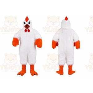 White Chicken Mascot Costume with Custom Logo
