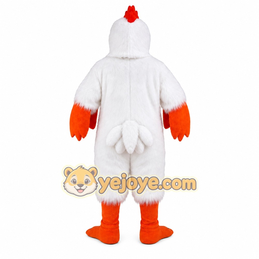 White Chicken Mascot Costume with Custom Logo White Chicken Mascot Costume with Custom Logo