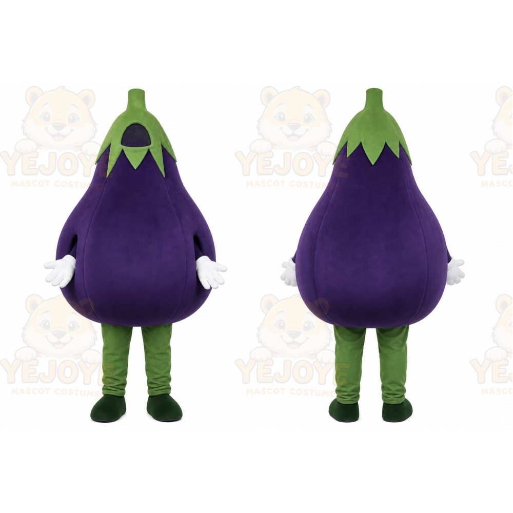 Purple Eggplant Mascot Costume with Custom Logo