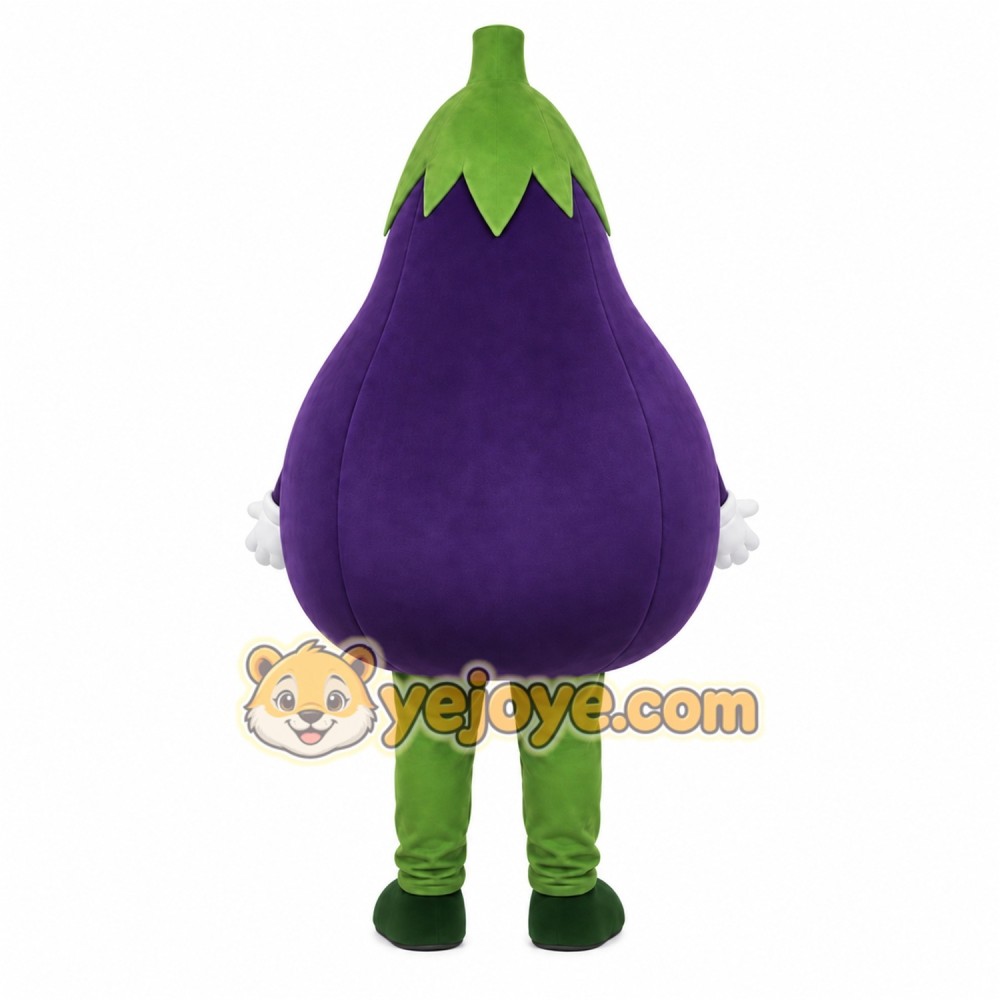 Purple Eggplant Mascot Costume with Custom Logo