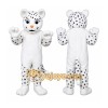 White Leopard Mascot Costume with Custom Logo