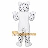 White Leopard Mascot Costume with Custom Logo