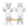 White Leopard Mascot Costume with Custom Logo