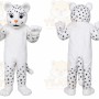 White Leopard Mascot Costume with Custom Logo