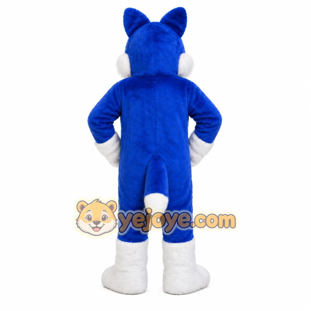 Blue Husky Dog Mascot Costume with Custom Logo
