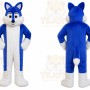 Blue Fox Mascot Costume with Custom Logo