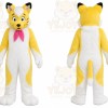 Yellow Fox Mascot Costume with Custom Logo