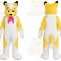 Yellow Fox Mascot Costume with Custom Logo