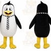 Black Penguin Mascot Costume with Custom Logo