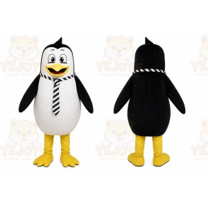 Black Penguin Mascot Costume with Custom Logo