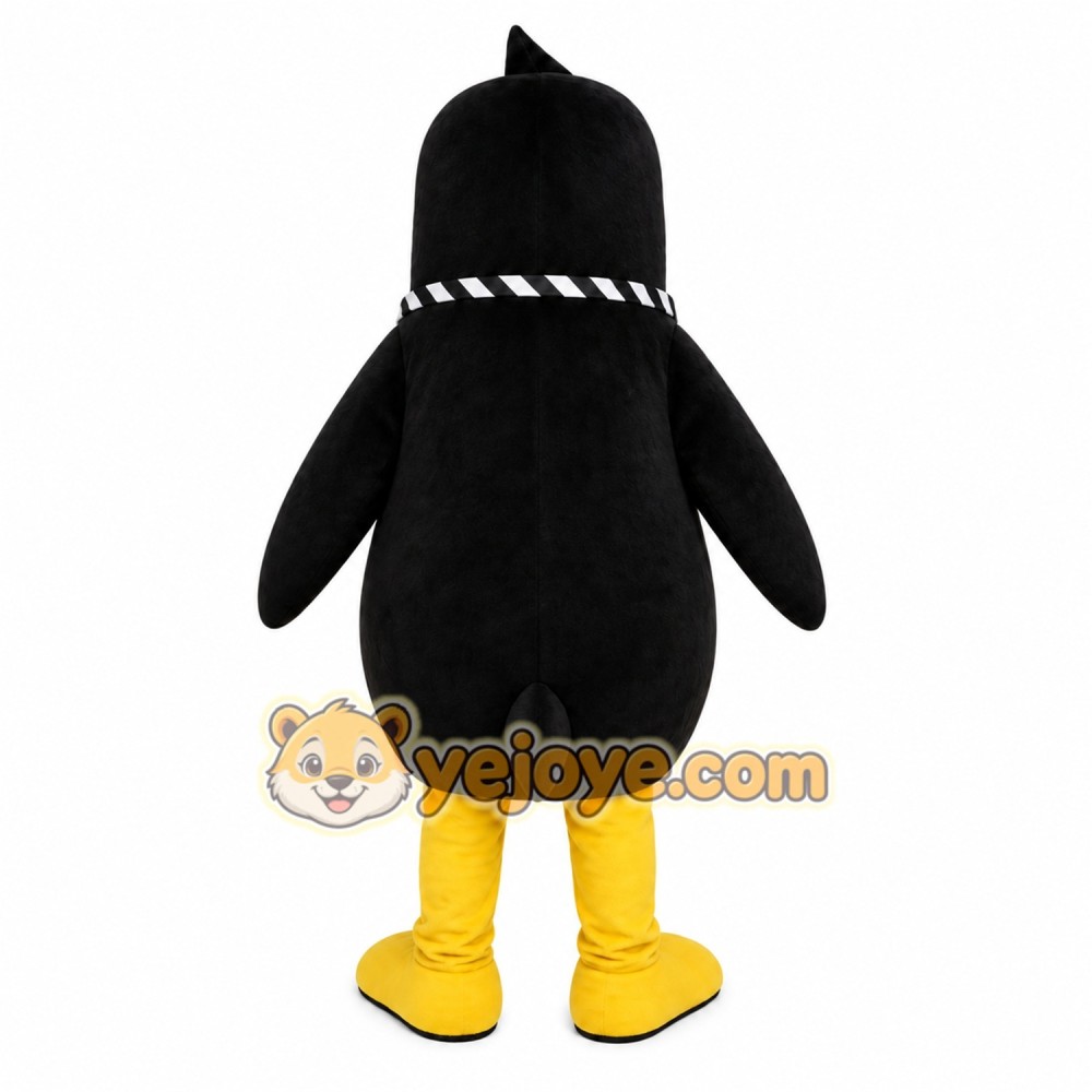Black Penguin Mascot Costume with Custom Logo Black Penguin Mascot Costume with Custom Logo