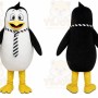 Black Penguin Mascot Costume with Custom Logo