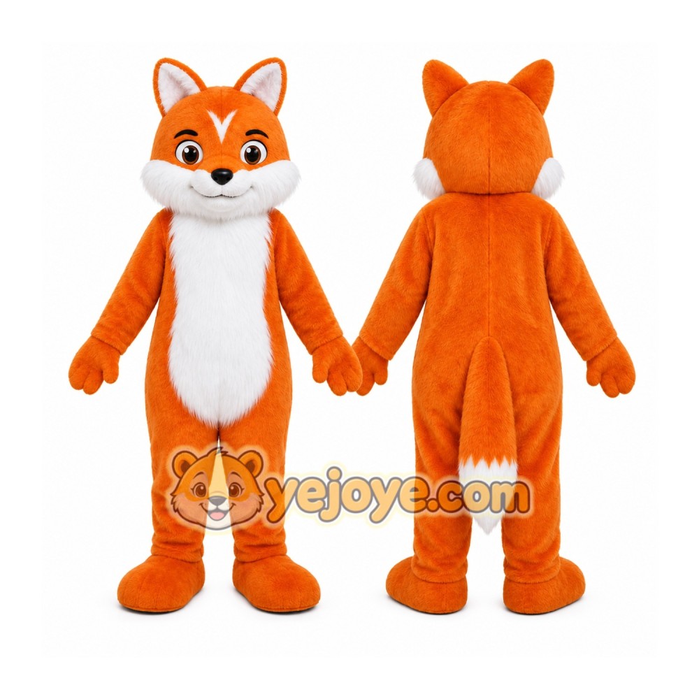 Orange Fox Mascot Costume with Custom Logo Orange Fox Mascot Costume with Custom Logo