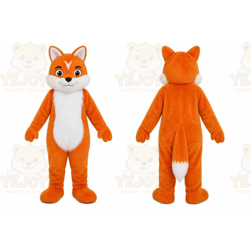Orange Fox Mascot Costume with Custom Logo