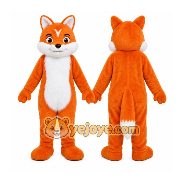 Orange Fox Mascot Costume with Custom Logo