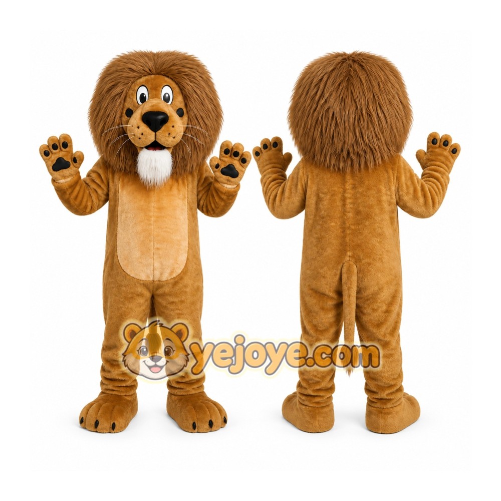 Brown Lion Mascot Costume with Custom Logo