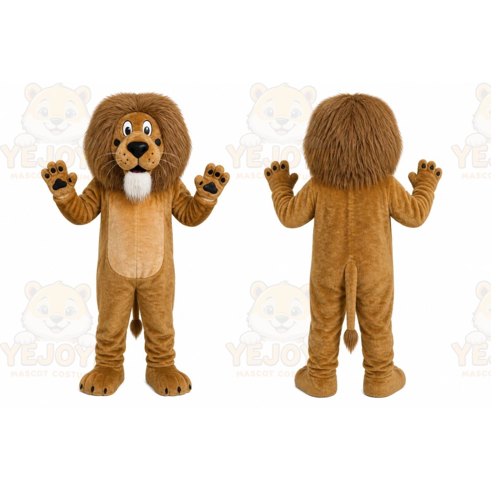 Brown Lion Mascot Costume with Custom Logo